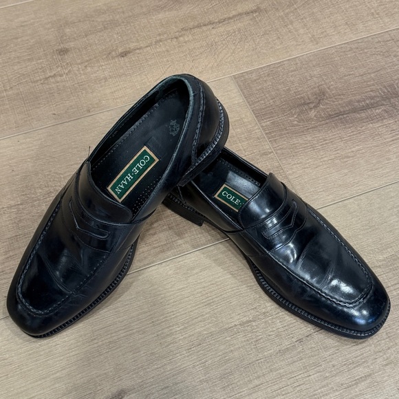 Cole Haan Men 11M Black Classic Penny Loafer Leather Shoes Sq Toe Slipon C04715 - Picture 2 of 16